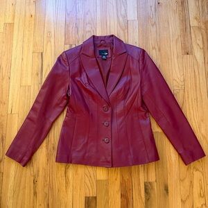 Vintage genuine red leather blazer jacket